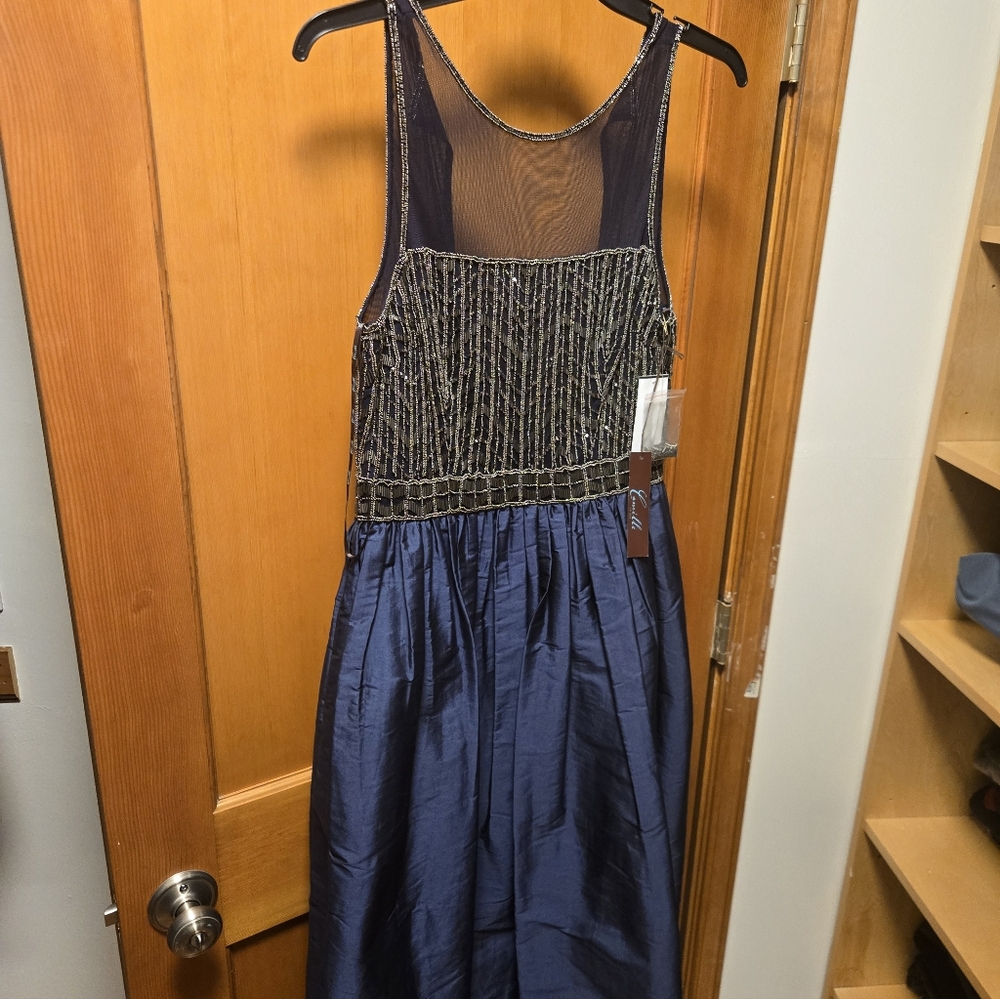 Camille La Vie Navy and Silver Formal Dress